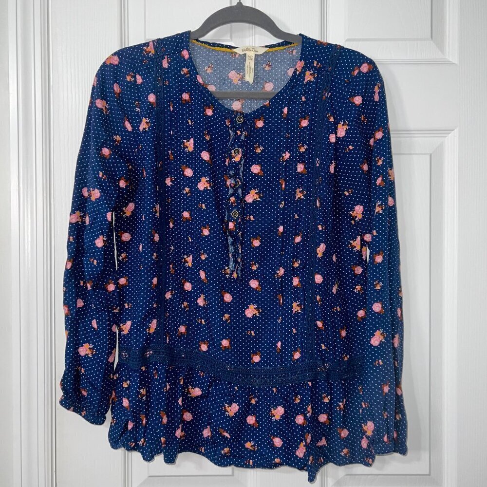 Matilda Jane Women's Brilliant Daydream Floral Polka Dot Blouse Size M - Picture 3 of 7